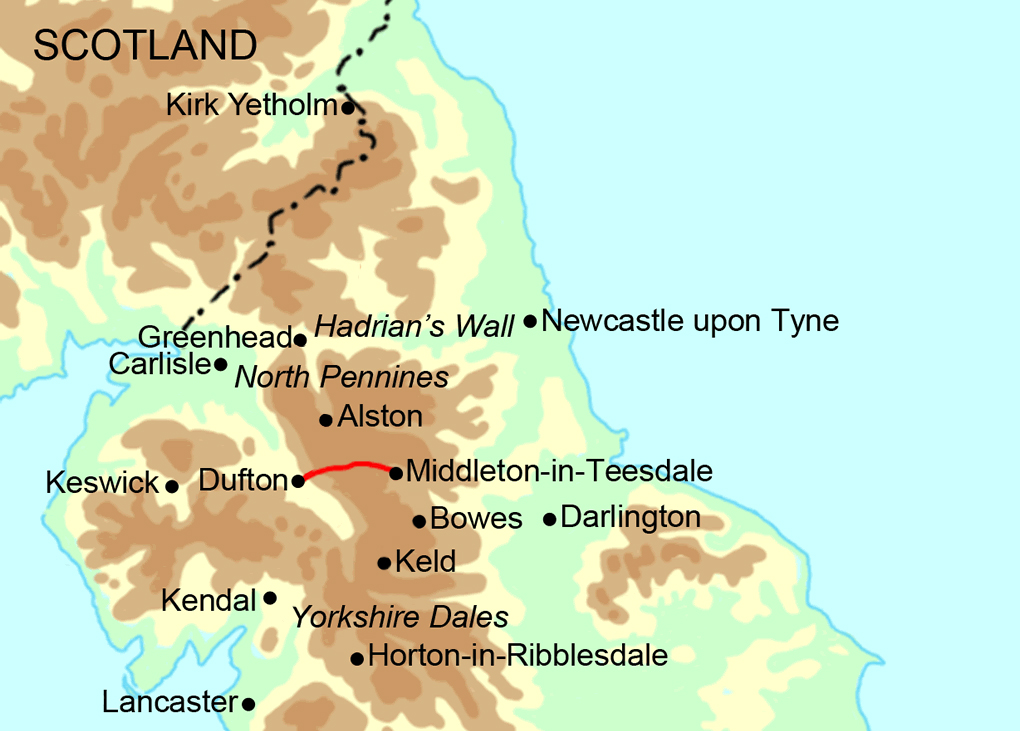 Pennine Way Short Break - North Section map